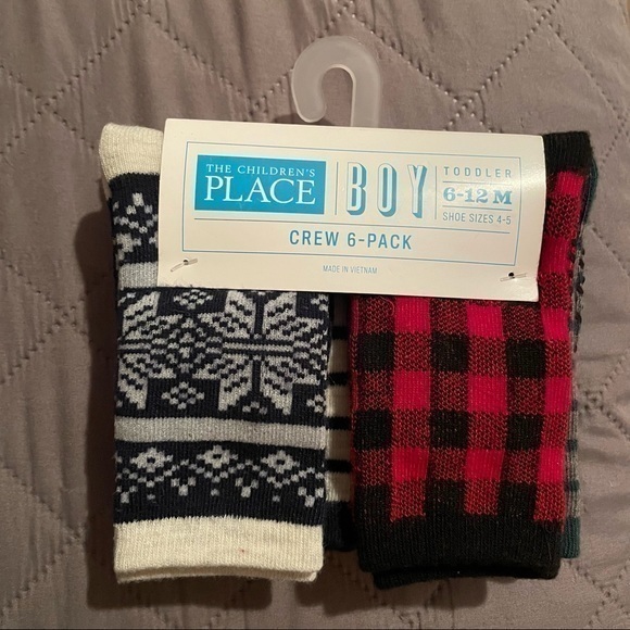 Christmas boys Set of 6 pairs crew socks size 4-5 - Picture 3 of 4